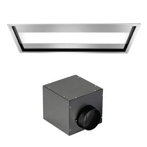 FALMEC hotte au plafond NUVOLA 90 cm (Inox avec moteur sous-combles da 1300 m3/h - acier et verre)