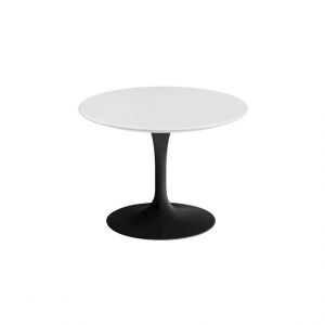 KNOLL table basse ronde TULIP &Oslash; 51 cm collection Eero Saarinen (Base noire / plateau blanc - Plastique lamin&eacute; et alluminium)