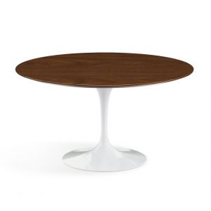KNOLL table ronde TULIP &Oslash; 137 cm collection Eero Saarinen (Base blanche / plateau en noyer - Bois et aluminium)