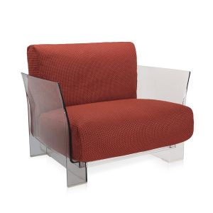 KARTELL fauteuil pour ext&eacute;rieur POP OUTDOOR (Orange - Polycarbonate transparent et tissu Ikon)