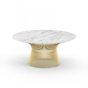 KNOLL table basse ronde PLATNER Ø 91,5 x H 38,5 cm (Or 18k / Statuarietto - Métal / marbre)