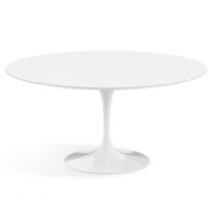 KNOLL table ronde TULIP &Oslash; 152 cm collection Eero Saarinen (Base blanche / plateau blanc - Plastique lamin&eacute; et alluminium)