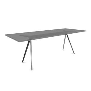 MAGIS table BAGUETTE 200x90 cm (Plateau transparent fumé, structure brillante - Verre et aluminium)
