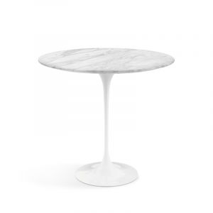 KNOLL table basse ovale TULIP collection Eero Saarinen 57x38 cm (Base blanche / plateau Statuarietto satin - marbre et aluminium)