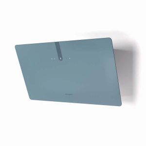 FABER hotte murale GLAM LIGHT ZERO DRIP PLUS (Bleu poudr&eacute; mat - Verre et acier, chemin&eacute;e blanche)