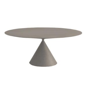 DESALTO table oval CLAY (110x160 cm / Béton gris lune - Base en polyuréthane / Plateau MDF avec revêtement)