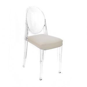 MYAREADESIGN set de 4 chaises KARTELL VICTORIA GHOST avec coussins IL CUSCINO (Argile cod. 04 - Eco-cuir Greta)