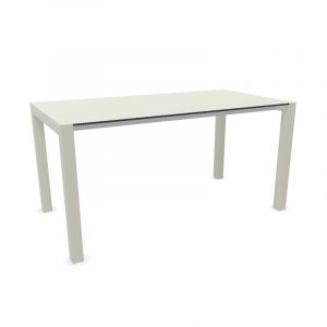 KRISTALIA table extensible SUSHI avec plateau en stratifi&eacute; 150x80 cm (Linecompact gris sable - Pieds en aluminium peint gris sable)