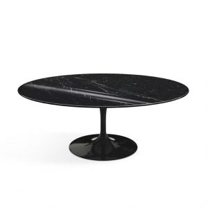 KNOLL table basse ovale TULIP collection Eero Saarinen 107x70 cm (Base noire / plateau noir Marquina - marbre et aluminium)