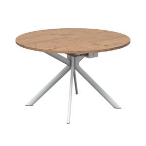 CONNUBIA table extensible à rallonge avec piètement blanc optique mat GIOVE CB/4739-D 120 cm (Plateau et rallonge chêne tabac - Métal et bois anobli)