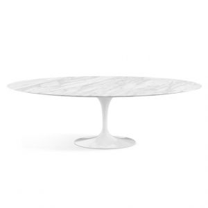 KNOLL table ovale TULIP collection Eero Saarinen 244x137 cm (Base blanche / plateau Statuarietto satin - marbre et aluminium)