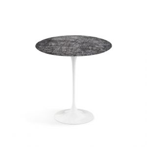 KNOLL table ronde TULIP Ø 51 cm collection Eero Saarinen (Base blanche / plateau gris Carnico satiné - marbre et aluminium)