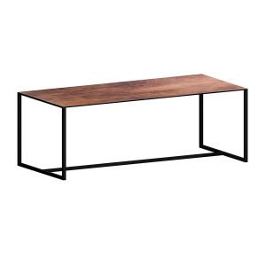 ZEUS table rectangulaire BIG BROTHER (L 200 cm - métal noir cuivré sablé et HPL rouille)