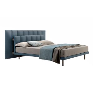 ZANOTTA lit deux personnes GRANGALA 1879/1 avec sommier unique pour matelas 160 x 200 cm (Cat. 98 Cuir Super 0954 - Structure en acier revêtement en cuir)