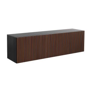 HORM buffet avec 5 portes LEON L 240 cm (H 66 cm - Hêtre teinté moka et portes cerisier et hêtre teinté moka)