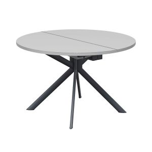 CONNUBIA table extensible à rallonge avec piètement gris mat GIOVE CB/4739-D 120 cm (Plateau tourterelle et rallonge en stratifié gris tourterelle mat - Métal et verre sérigraphié)