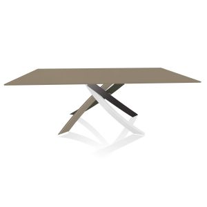 BONTEMPI CASA table avec structure multicolor elegant ARTISTICO 20.01 200x106 cm (Anti-rayures tourterelle opaque - Plateau en verre et structure en acier laqué multicolor elegant)