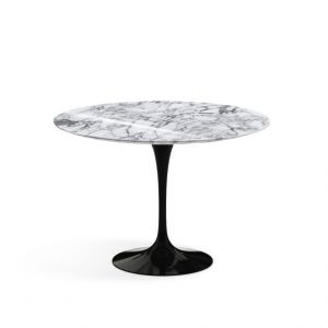 KNOLL table ronde TULIP Ø 107 cm collection Eero Saarinen (Base noire / plateau Arabescato - marbre et aluminium)
