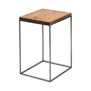 ZEUS table basse carré SLIM IRONY LOW TABLE 31 x 31 cm (H 46 cm plateau bois massif affiné - métal verni noir cuivré sablé)