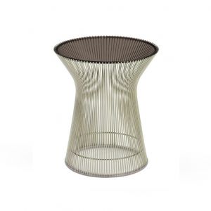 KNOLL table basse ronde PLATNER Ø 40 x H 46 cm (Nickel / Bronze - Métal / Cristal)