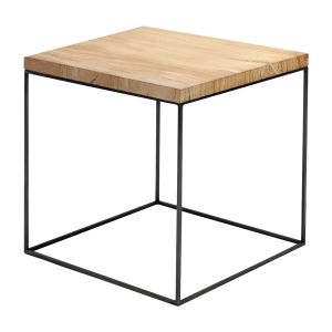 ZEUS table basse carré SLIM IRONY LOW TABLE 41 x 41 cm (H 46 cm plateau bois massif affiné - métal verni noir cuivré sablé)