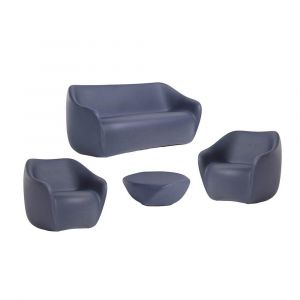SLIDE set REBORN canap&eacute; + 2 fauteuils + table basse H 30 cm DEEP BLUE