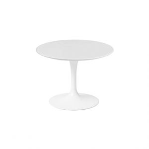 KNOLL table basse ronde TULIP &Oslash; 51 cm collection Eero Saarinen (Base blanche / plateau blanc - Plastique lamin&eacute; et alluminium)
