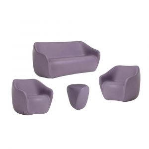 SLIDE set REBORN canap&eacute; + 2 fauteuils + table basse H 45 cm IRIS VIOLET