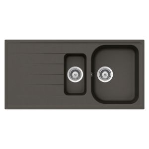 SCHOCK &eacute;vier avec 1 + 1/2 bac et &eacute;gouttoir r&eacute;versible LITHOS D150 (Asphalt - Cristalite&reg;)