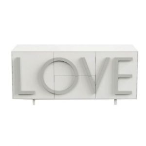 DRIADE buffet LOVE MEDIUM (Blanc trafic / Gris clair - MDF laqué)