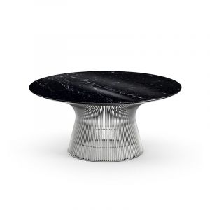 KNOLL table basse ronde PLATNER Ø 91,5 x H 38,5 cm (Nickel / Noir Marquina - Métal / marbre)