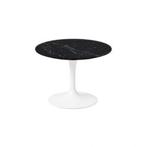KNOLL table basse ronde TULIP Ø 51 cm collection Eero Saarinen (Base blanche / plateau Noir Marquin satiné - marbre et aluminium)