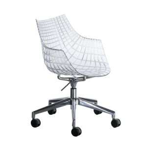 DRIADE fauteuil sur roues MERIDIANA (Transparent - Polycarbonate / Acier chrom&eacute;)