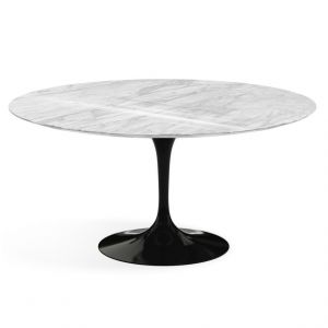 KNOLL table ronde TULIP &Oslash; 152 cm collection Eero Saarinen (Base noire / plateau Statuarietto - marbre et aluminium)