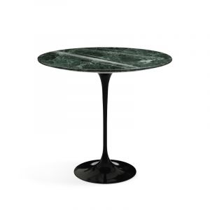 KNOLL table basse ovale TULIP collection Eero Saarinen 57x38 cm (Base noire / plateau en Verde Alpi - marbre et aluminium)