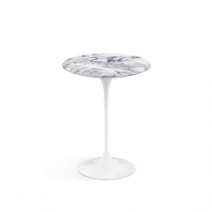 KNOLL table ronde TULIP Ø 41 cm collection Eero Saarinen (Base blanche / plateau Arabescato - marbre et aluminium)