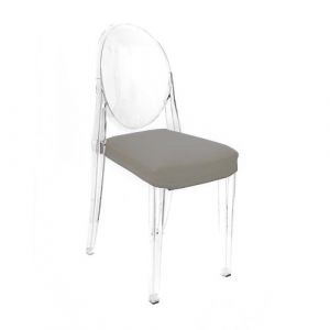 MYAREADESIGN set de 4 chaises KARTELL VICTORIA GHOST avec coussins IL CUSCINO (Tourterelle cod. 05 - Eco-cuir Greta)