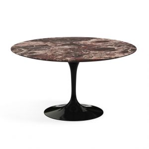 KNOLL table ronde TULIP &Oslash; 137 cm collection Eero Saarinen (Base noire / plateau Rouge Rubis satin&eacute; - marbre et aluminium)