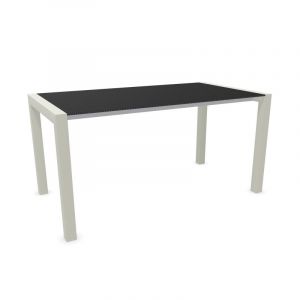 KRISTALIA table extensible SUSHI avec plateau en stratifi&eacute; 150x80 cm (Linecompact noir - Pieds en aluminium peint gris sable)