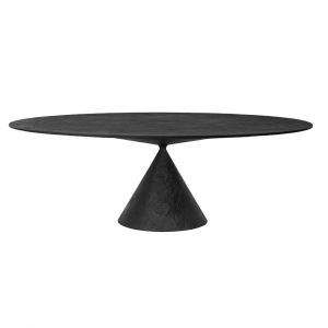 DESALTO table oval CLAY (120x218 cm / Pierre de lave - Base en polyuréthane / Plateau MDF avec revêtement)