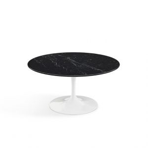 KNOLL table basse ronde TULIP Ø 91 cm collection Eero Saarinen (Base blanche / plateau Noir Marquin satiné - marbre et aluminium)