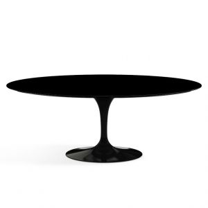 KNOLL table ovale TULIP collection Eero Saarinen 198x121cm (Base noire / plateau noir - Plastique laminé et alluminium)