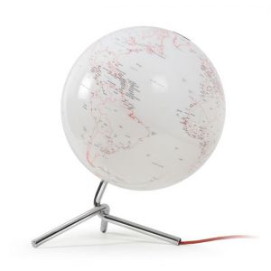 ATMOSPHERE lampe de bureau mappemonde NODO (Blanc câble rouge - Acier)