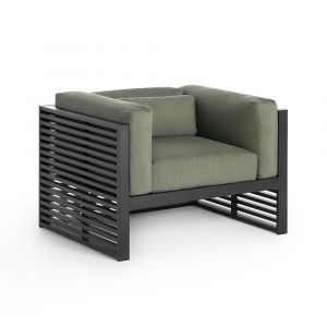 GANDIA BLASCO fauteuil avec dossier bas pour l'extérieur DNA LOUNGE CHAIR (Tissu Warm Premium - Aluminium verni)