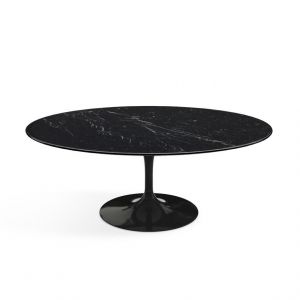 KNOLL table basse ovale TULIP collection Eero Saarinen 107x70 cm (Base noire / plateau Noir Marquin satiné - marbre et aluminium)