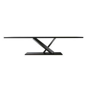 DESALTO table rectangulaire ELEMENT 300 x 99 cm (Laqué noir opaque - Base en acier / Plateau en métal)