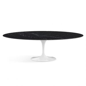 KNOLL table ovale TULIP collection Eero Saarinen 244x137 cm (Base blanche / plateau Noir Marquin satiné - marbre et aluminium)