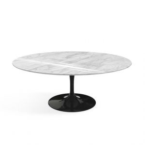 KNOLL table basse ovale TULIP collection Eero Saarinen 107x70 cm (Base noire / plateau Statuarietto - marbre et aluminium)