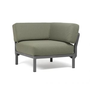 NARDI fauteil &eacute;l&eacute;ment d'angle MAXIMO (Basalte / Thym - Fibre de verre r&eacute;g&eacute;n&eacute;r&eacute;e, polypropyl&egrave;ne et tissu Sunbrella hydrofuge)