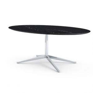 KNOLL table ovale FLORENCE KNOLL 198 x 121 cm (Nero Marquina satin - Marbre et acier chromé)